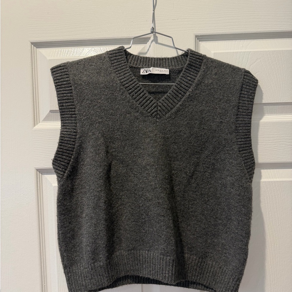 Zara Charcoal Knit Sweater Vest